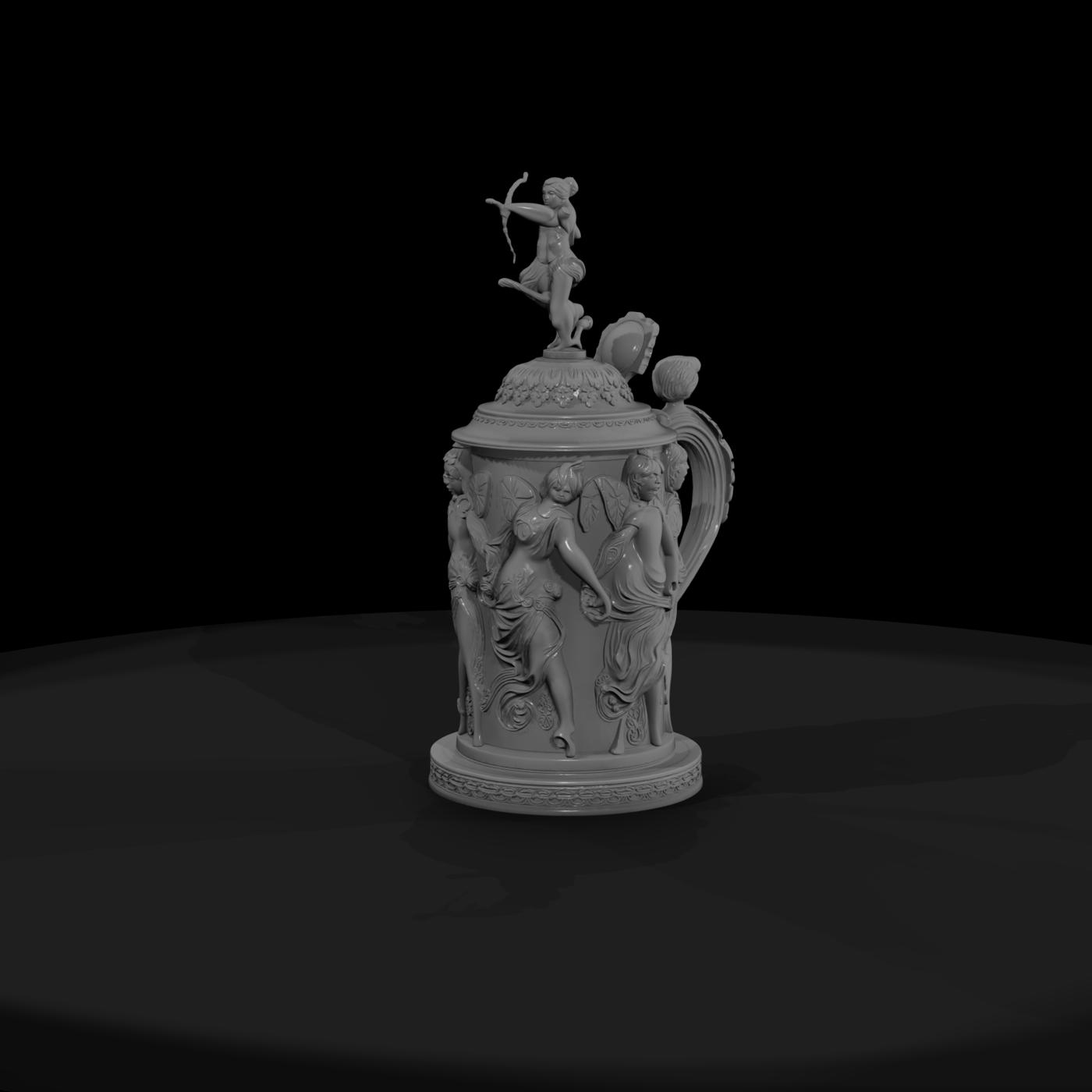 Neoclassical figural beer stein — decorative tankard