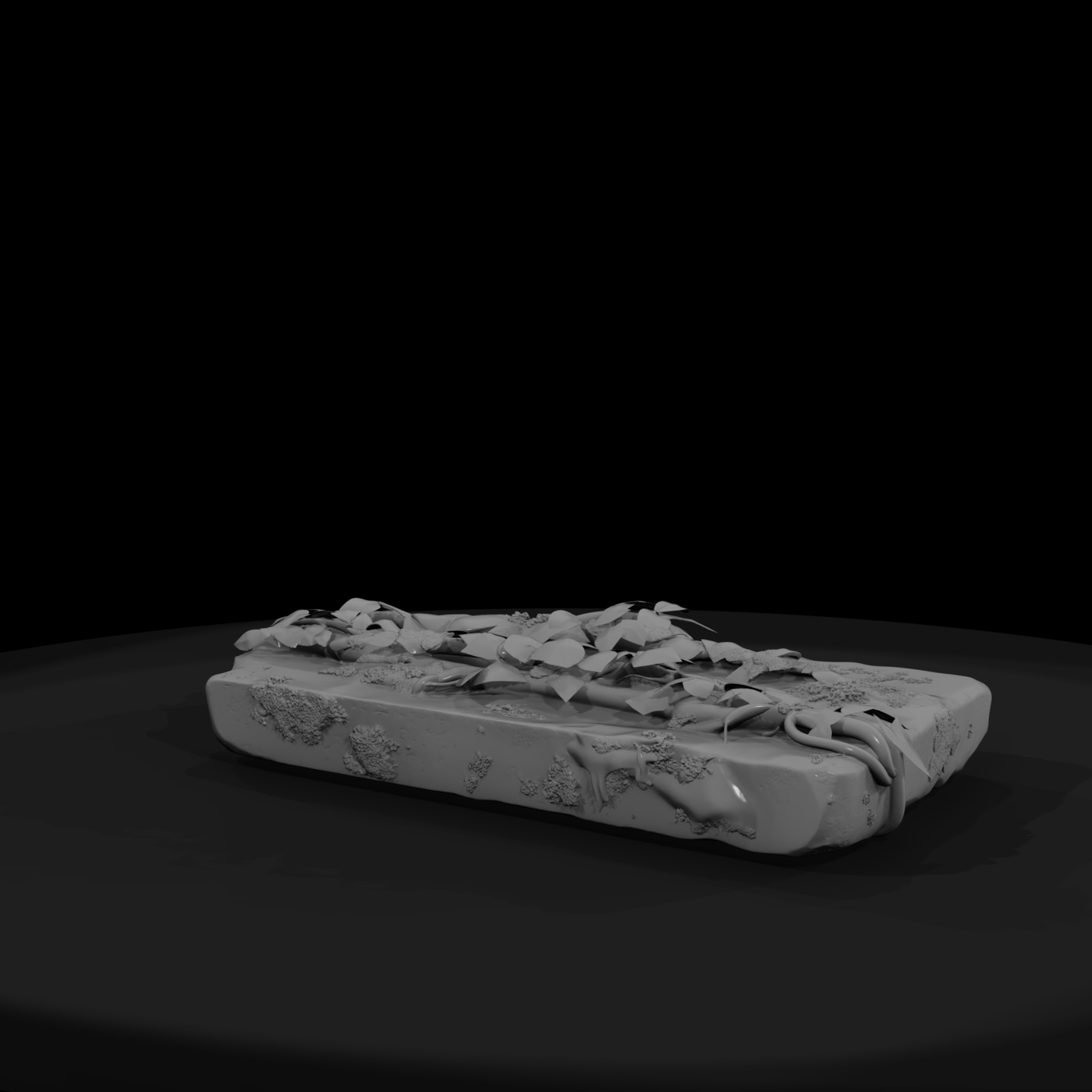 Overgrown Weathered Grave Slab