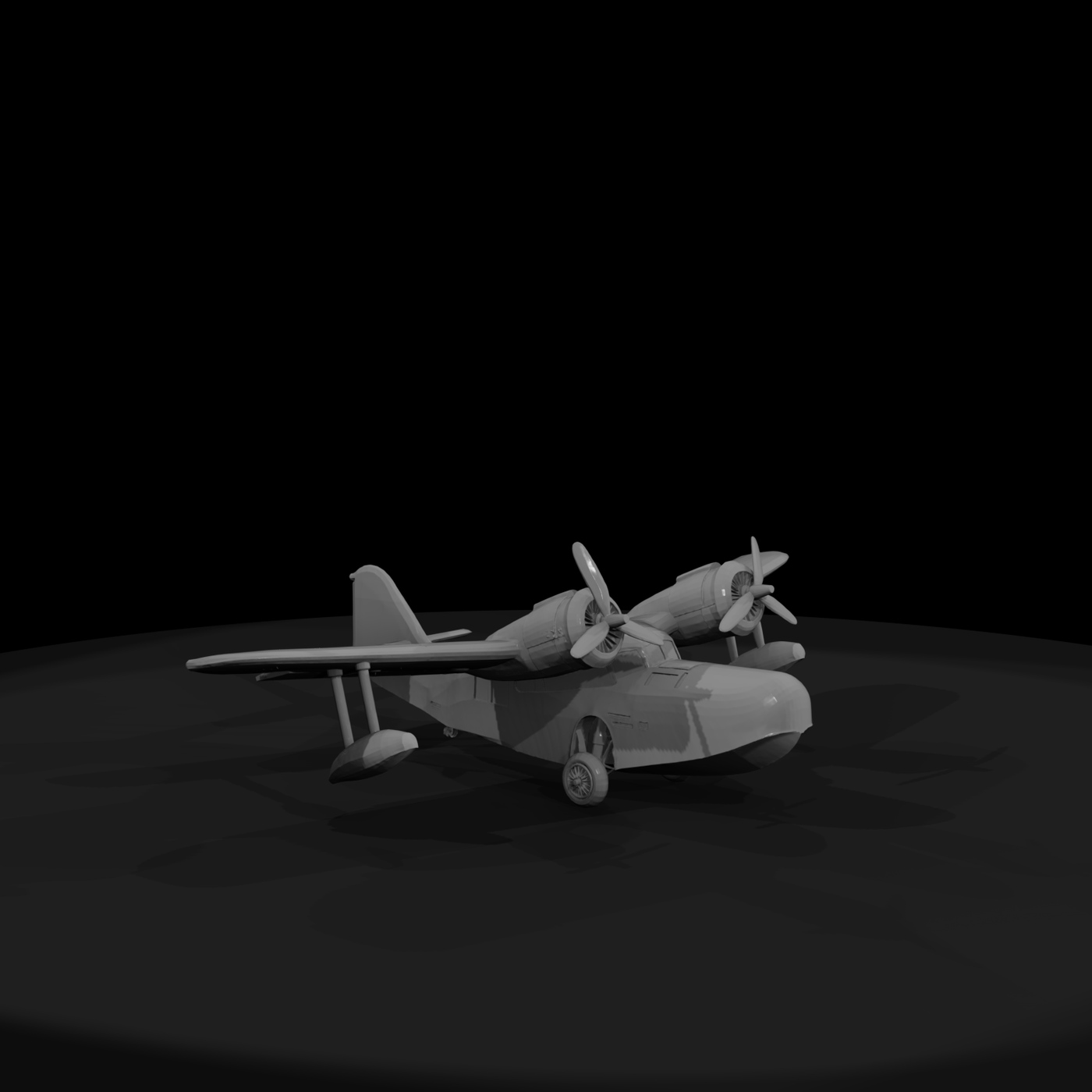 Vintage Twin-Engine Amphibious Seaplane