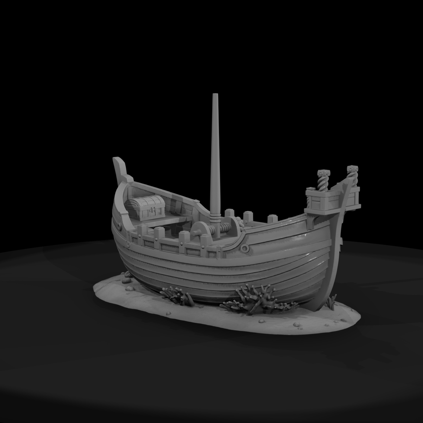 Sunken Medieval Sailboat Shipwreck Terrain