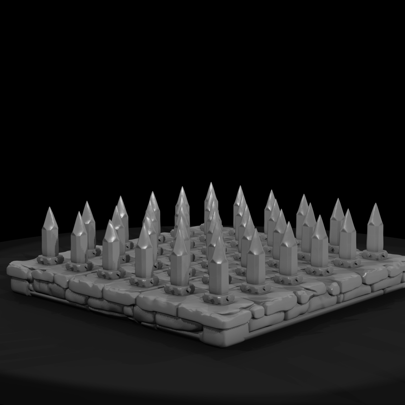 Stylized Fantasy Stone Spiked Trap 3D Model Uzytep