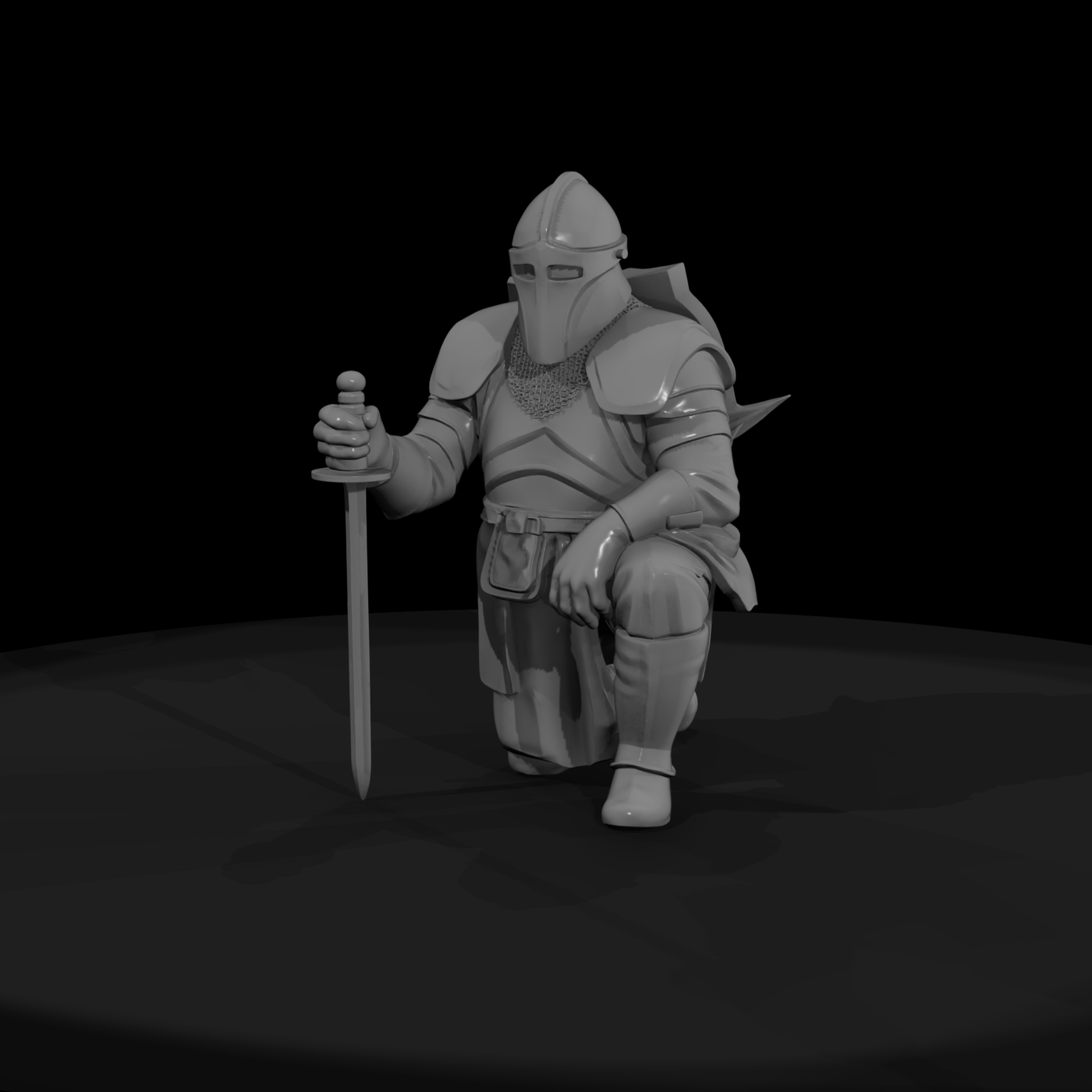 Stylized Seated Medieval Knight