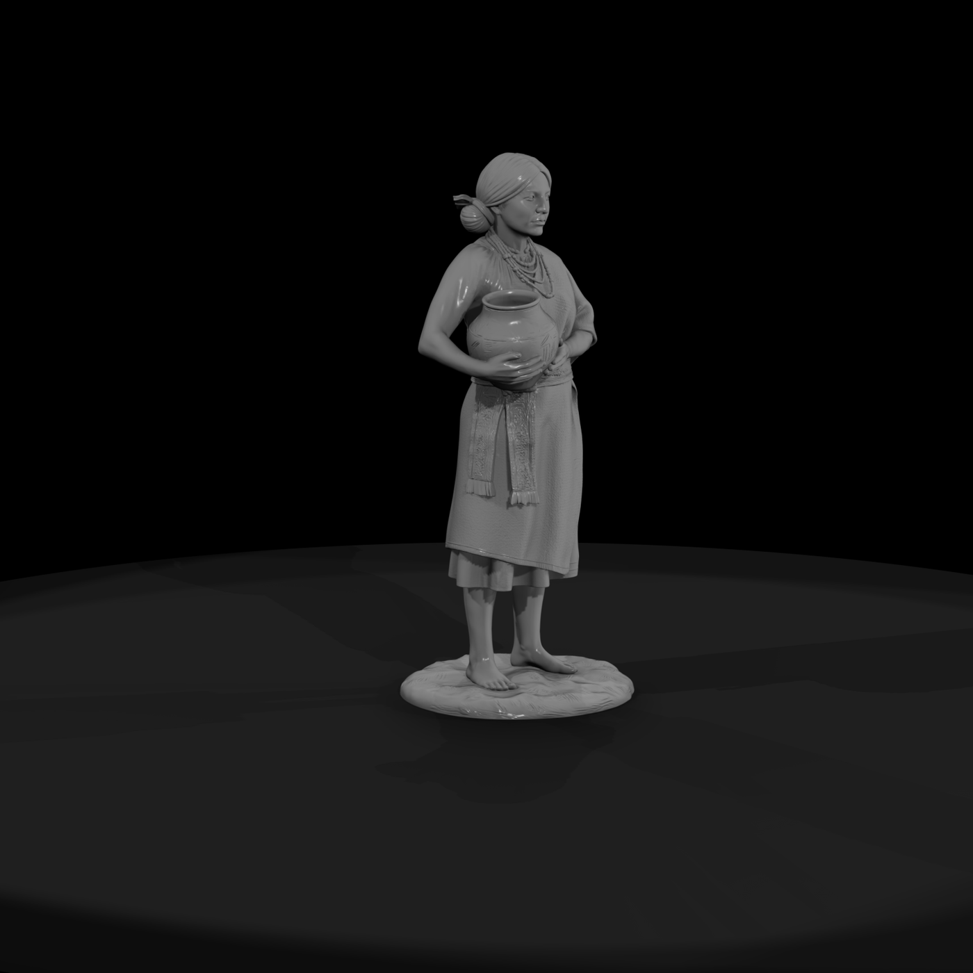 Pueblo Woman with Pottery Jar