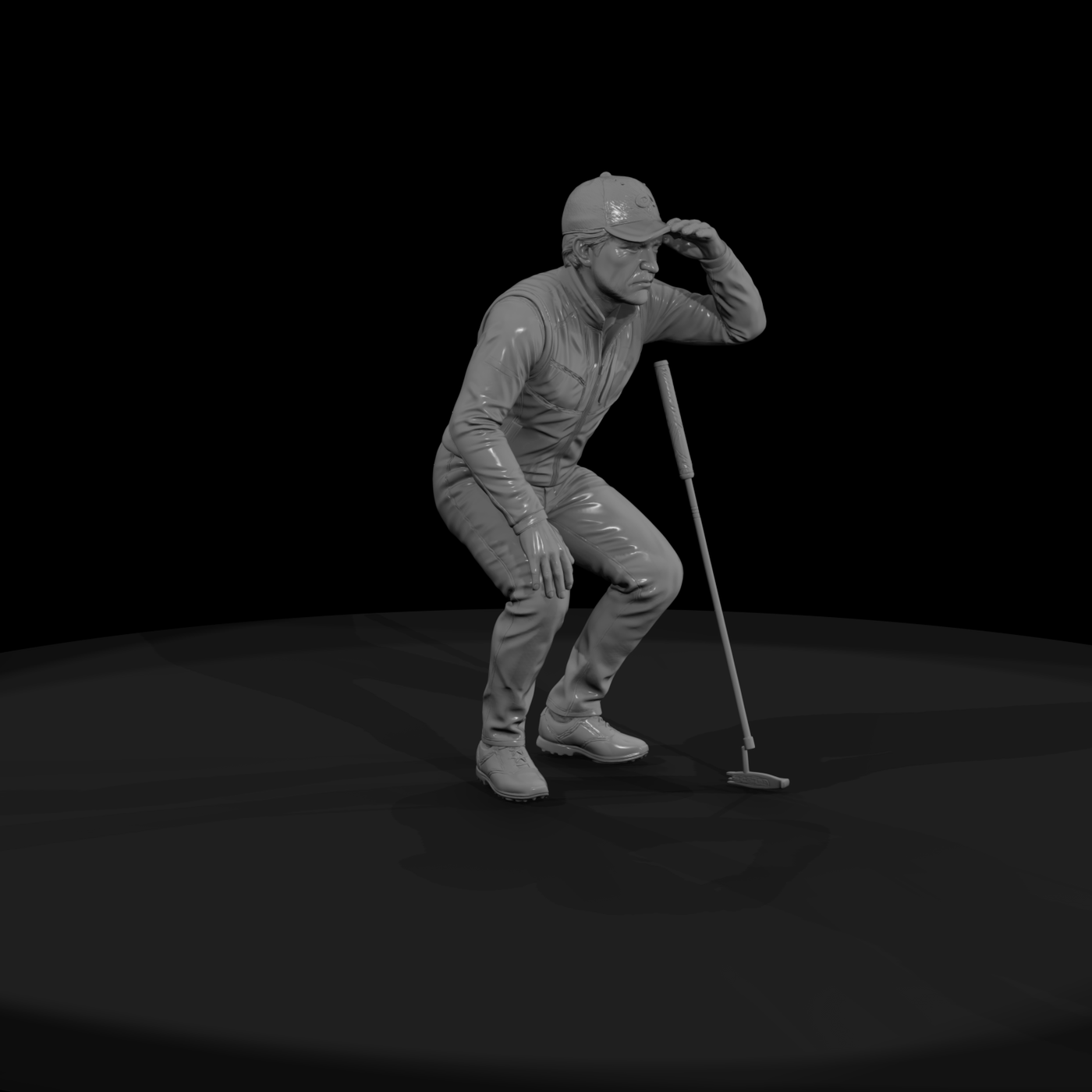 Golfer Reading the Green