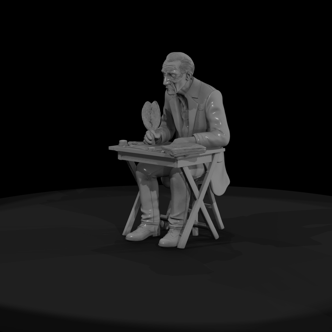 Elderly Scribe at Writing Desk