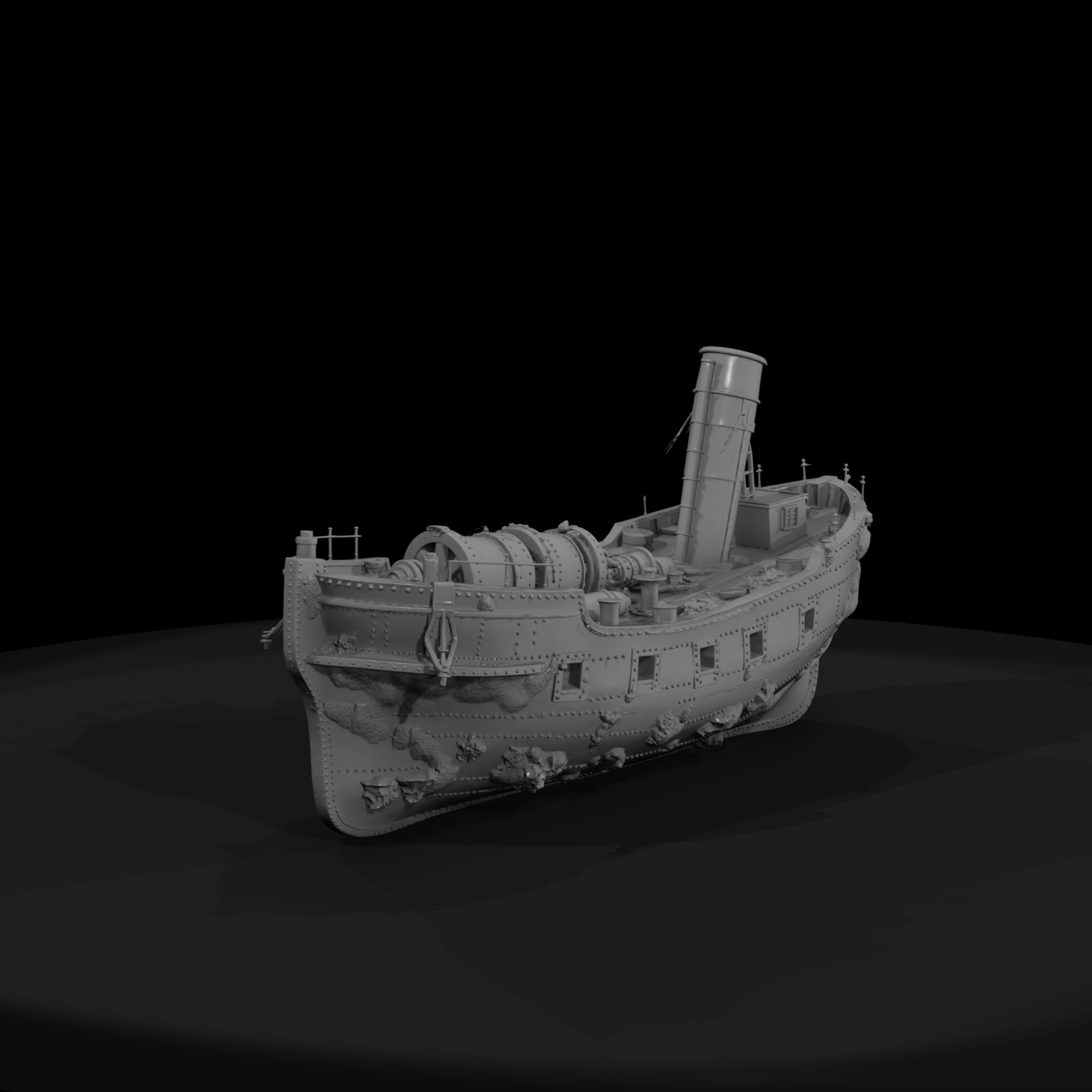 Sunken Overgrown Steamship Wreck