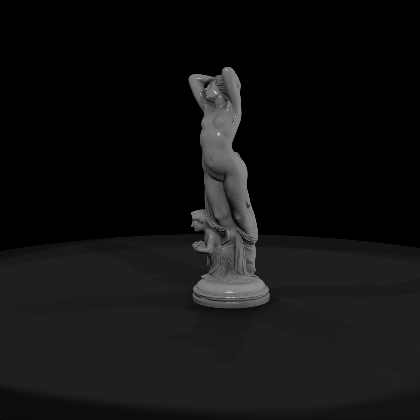 Neoclassical Putto & Draped Female Statuette