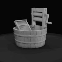 wooden-wash-tub-with-wringer-and-washboard — thumbnail 2