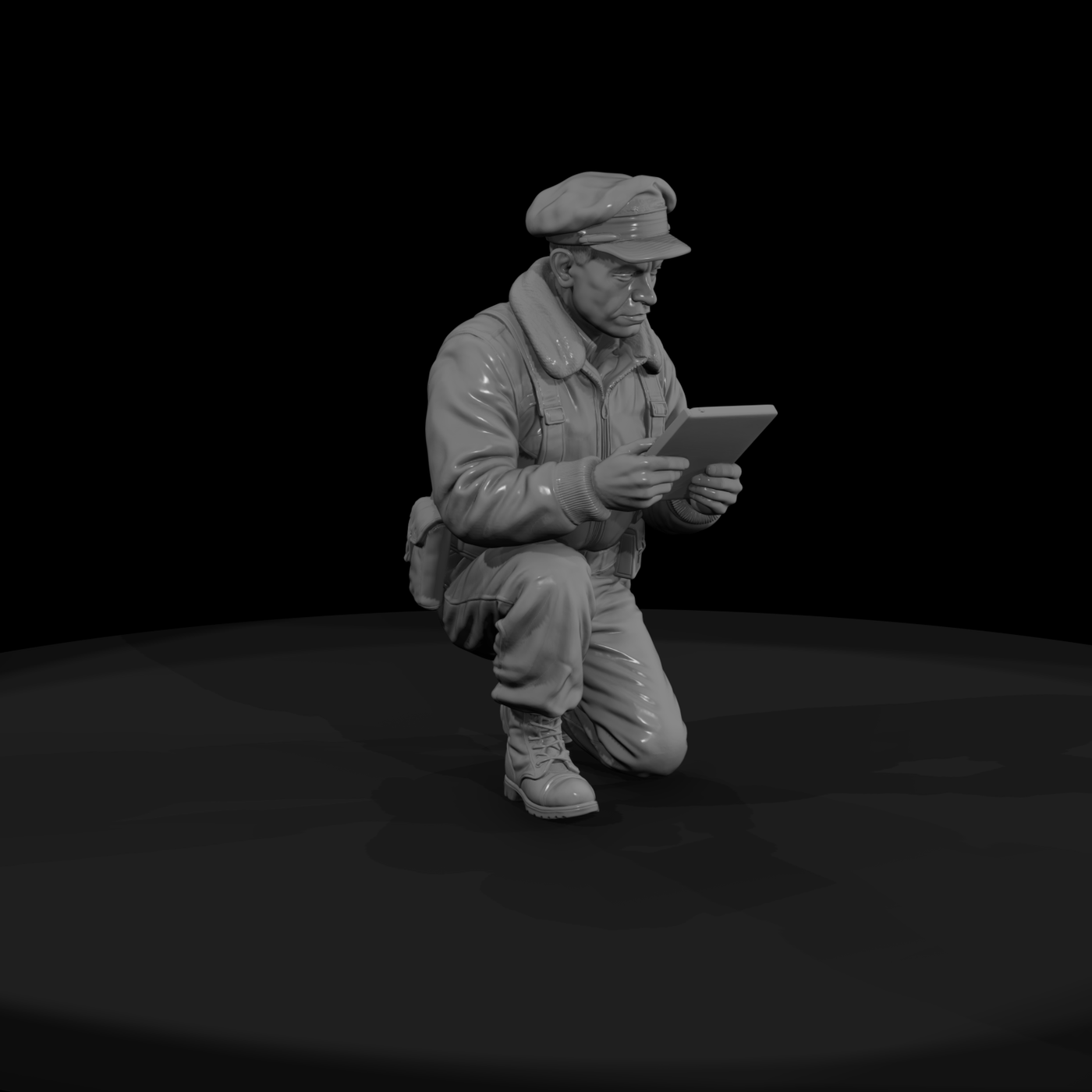 WWII Airman Navigator Kneeling