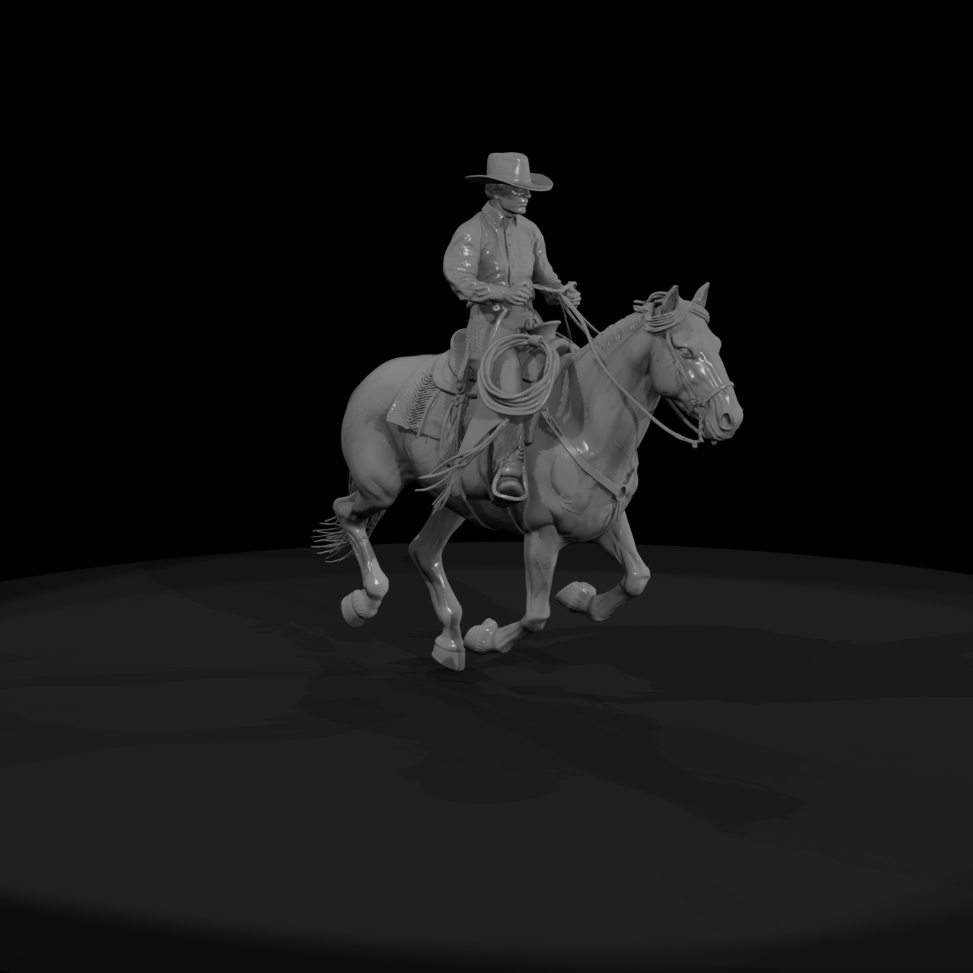 Cowboy on Spotted Horse — Mounted Rider