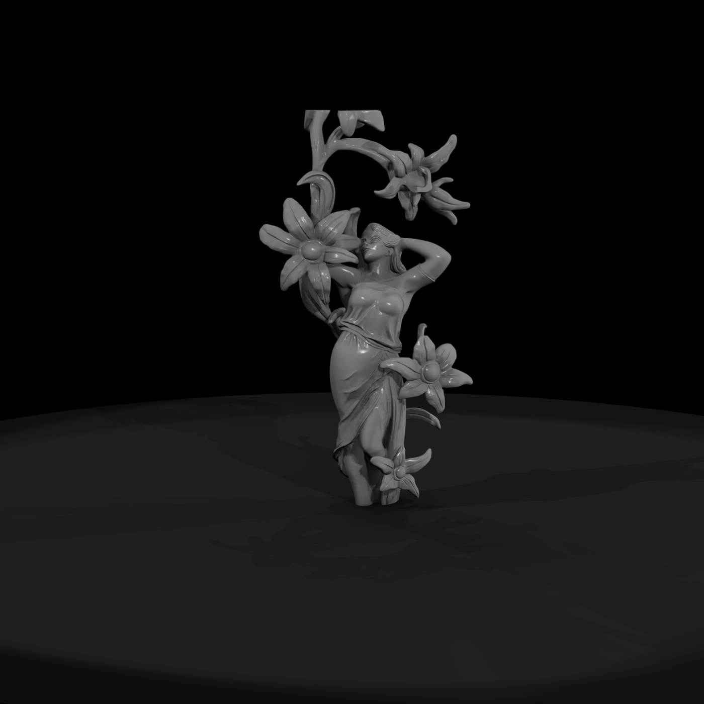 Neoclassical Floral Maiden Statue