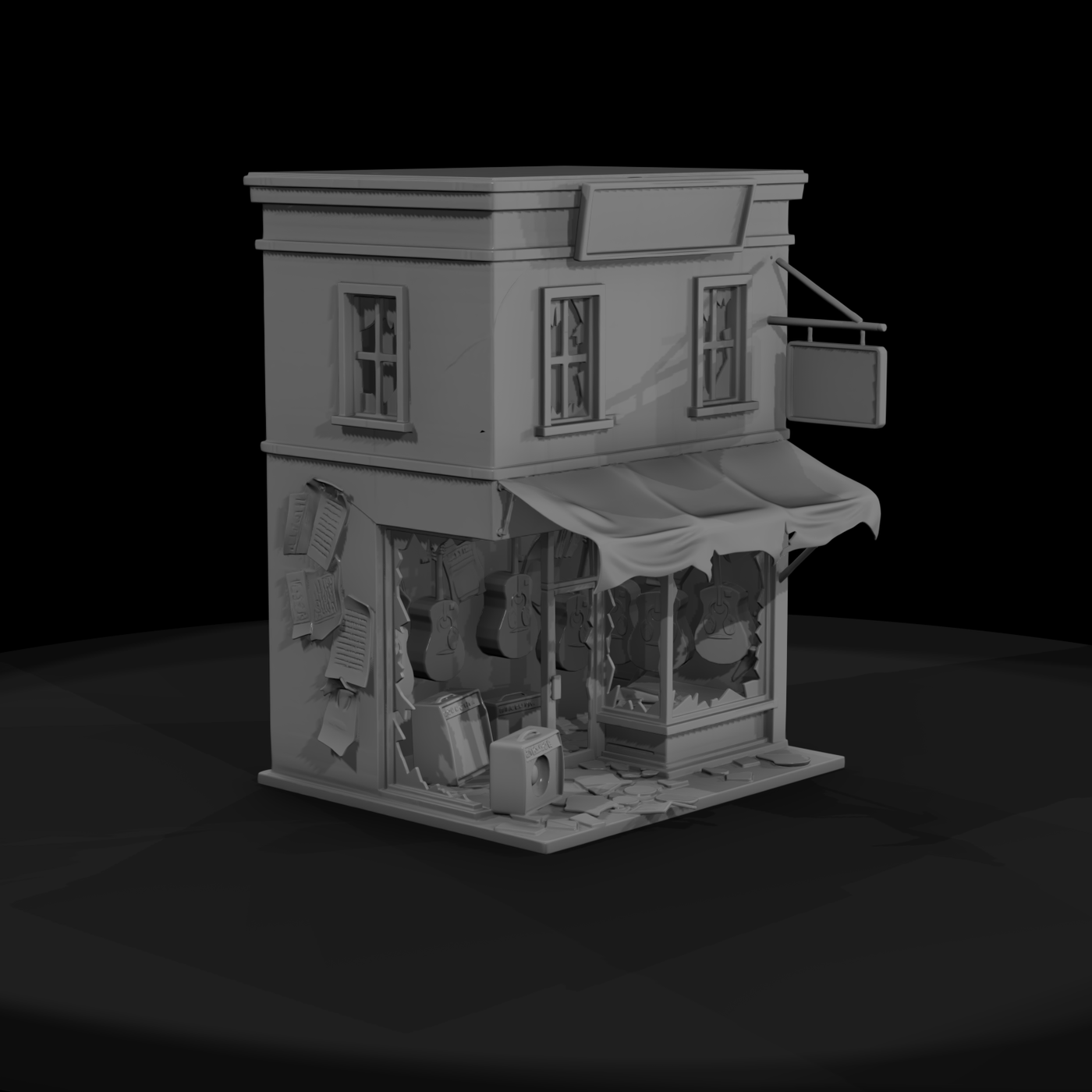 Derelict Music Shop Storefront