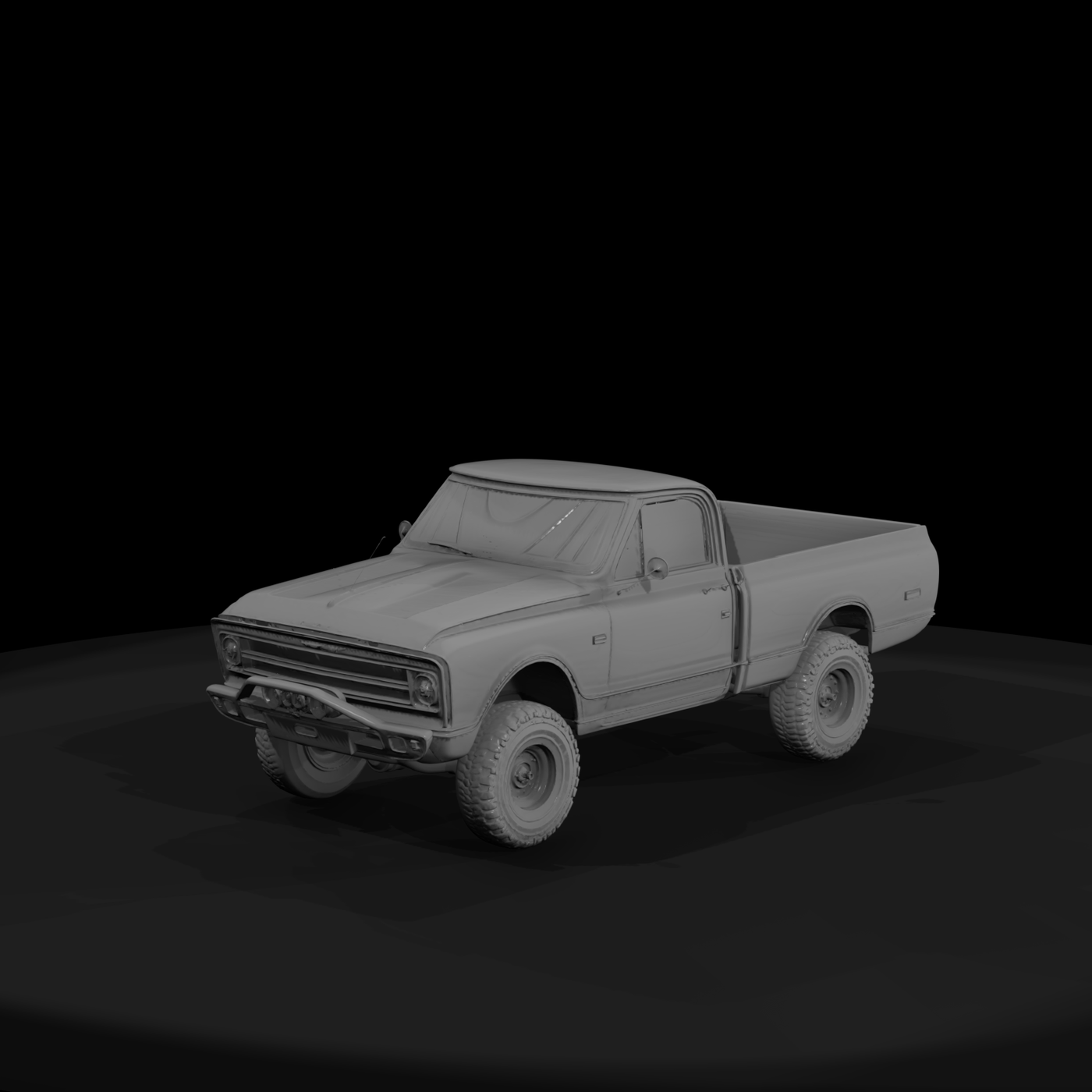 Untextured Lifted 1968 Chevy C10 Pickup 3D Model D