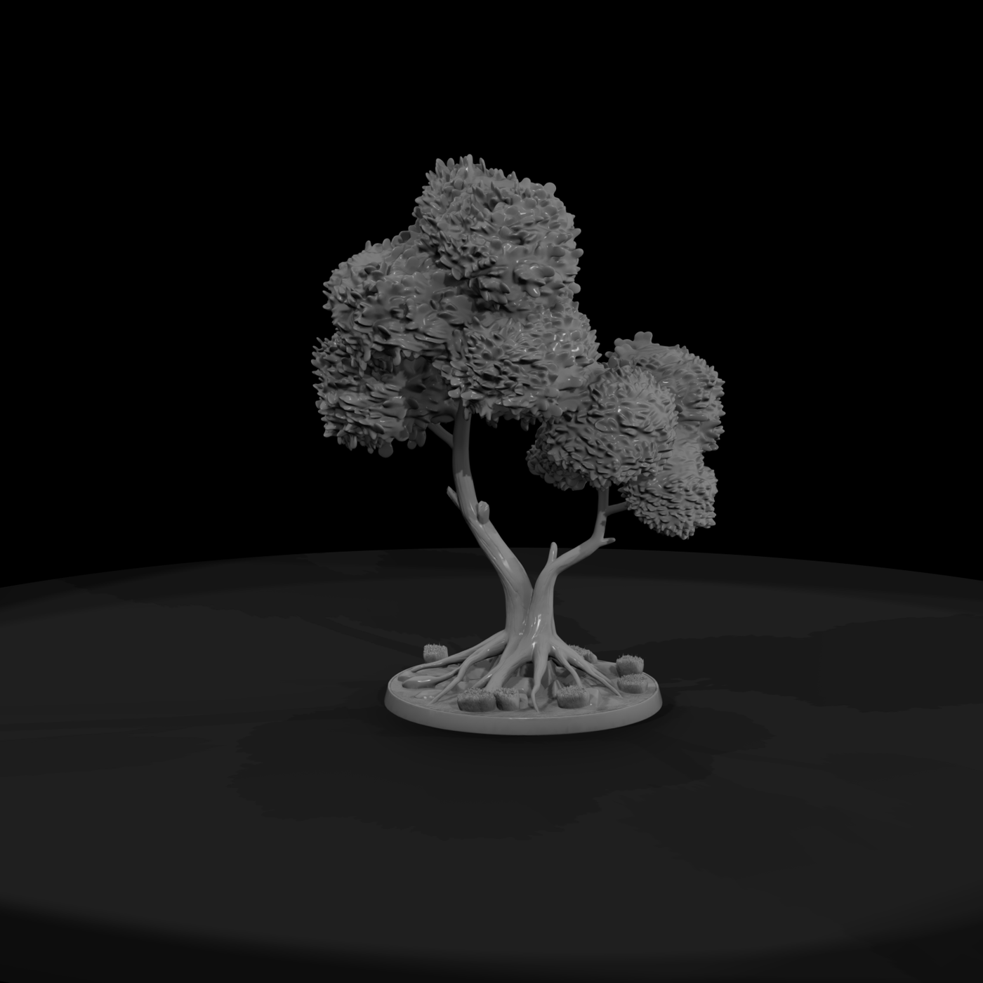 Stylized Twin-Trunk Landscape Tree