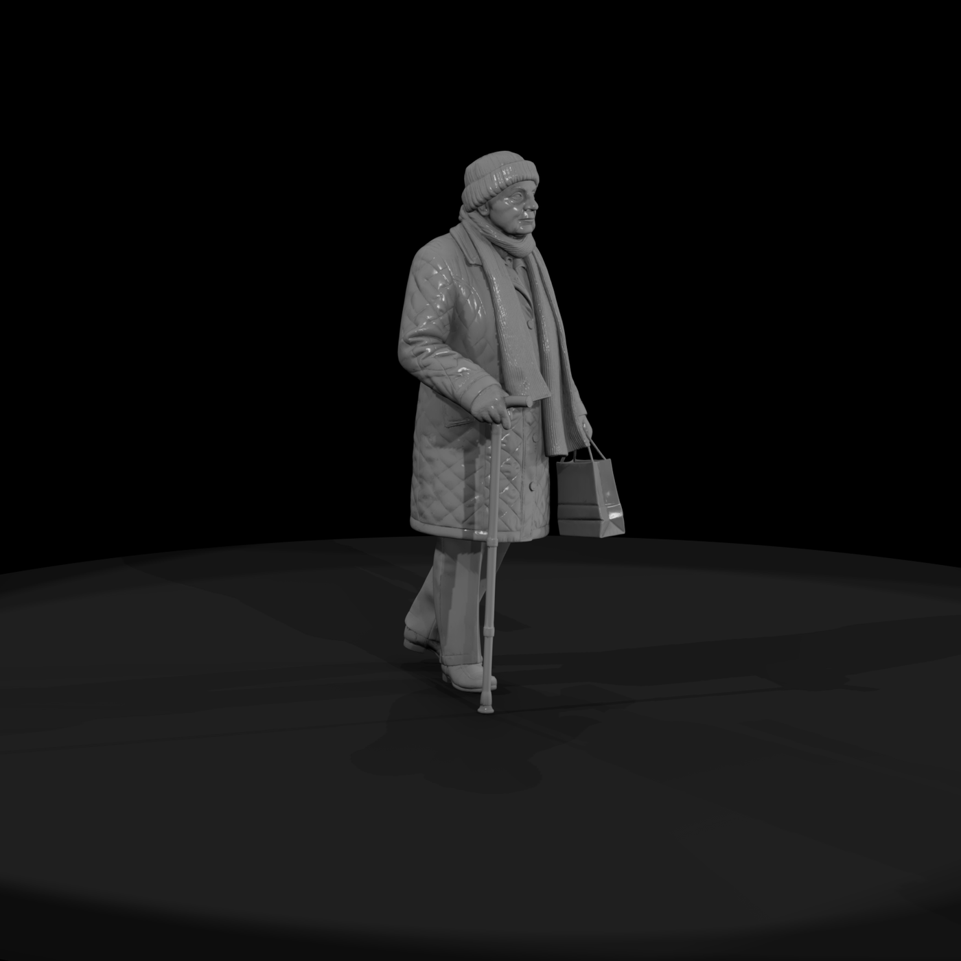 0154 Elderly Elderly Woman Shopping Bag