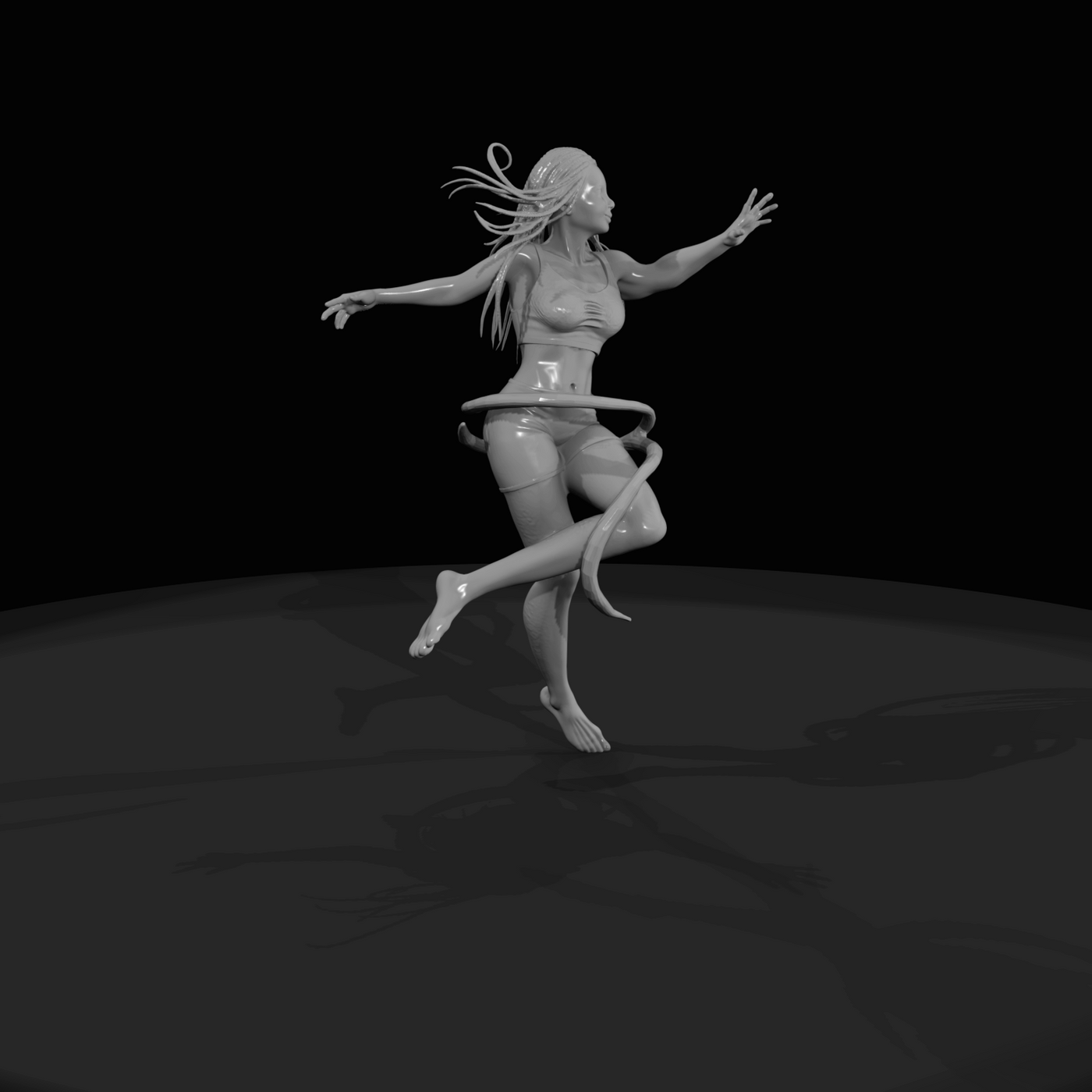 Ribbon Dancer in Mid-Spin