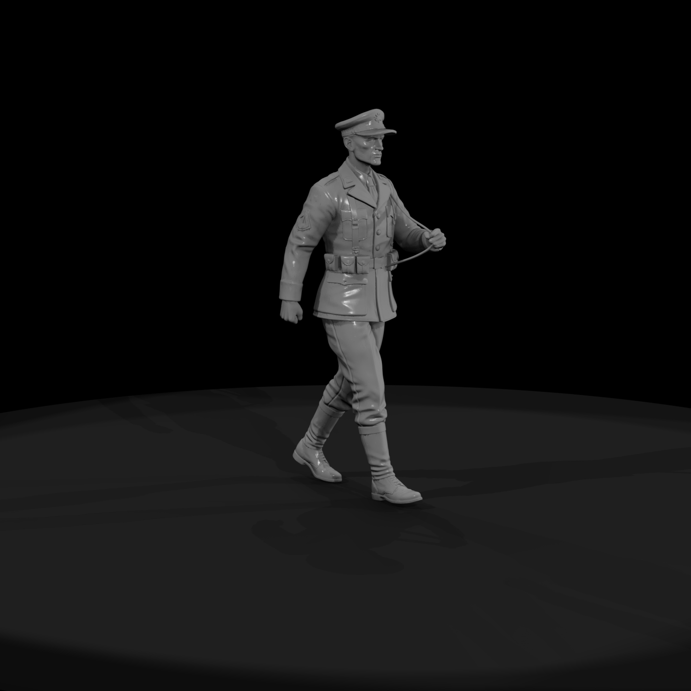 WWII US Army Officer Walking