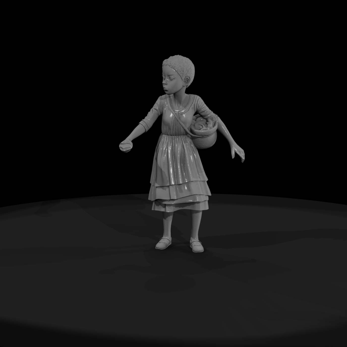 Stylized Peasant Girl Figurine