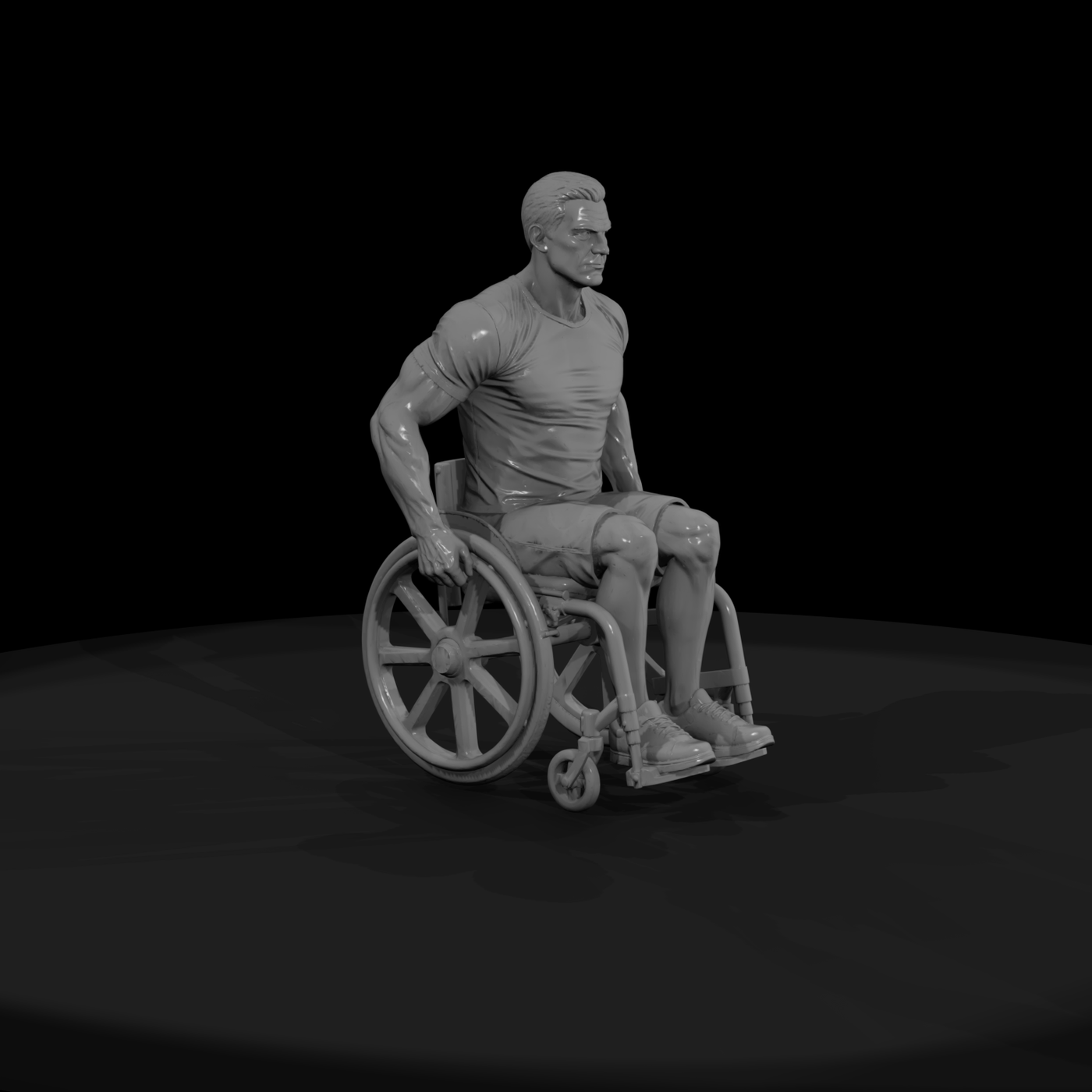 Man in a Manual Wheelchair