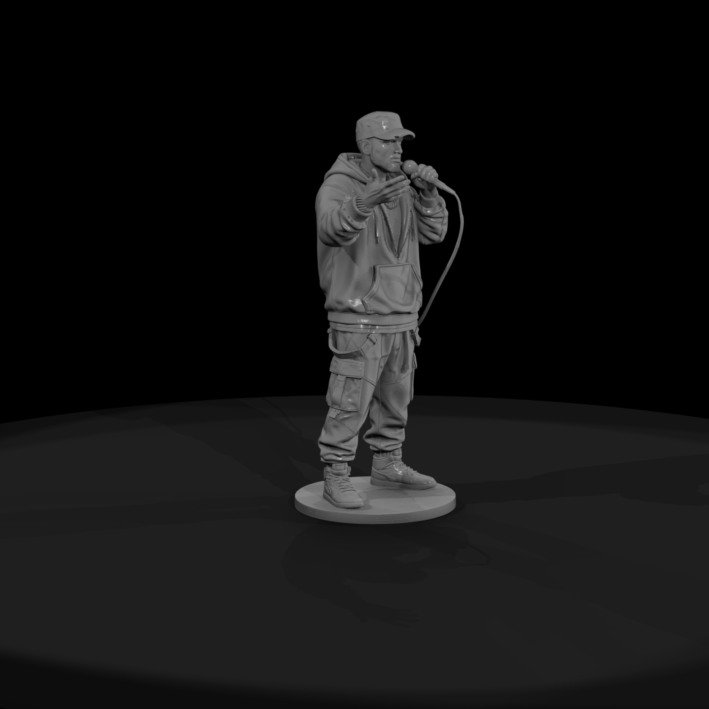 Hip-Hop Emcee on Stage with Mic