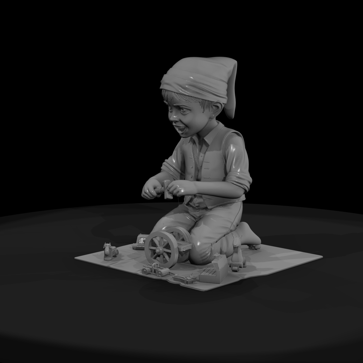 Stylized Farm Boy on Scenic Base