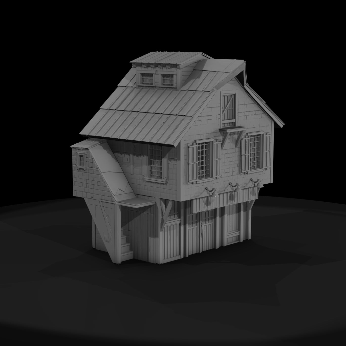 untextured_rustic_farm_barn_3d_model