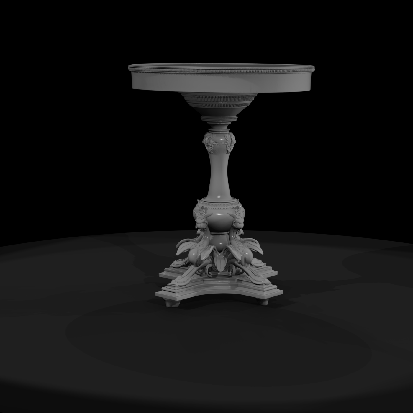 Baroque-Style Round Pedestal Side Table