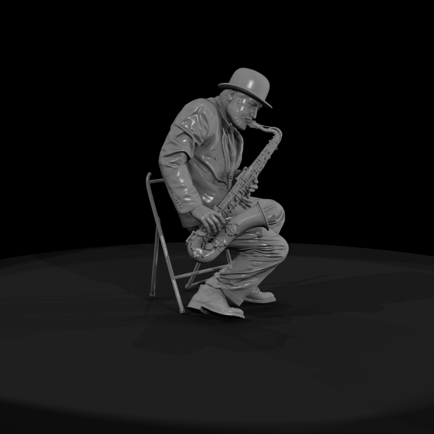 Jazz Saxophone Player on Stool