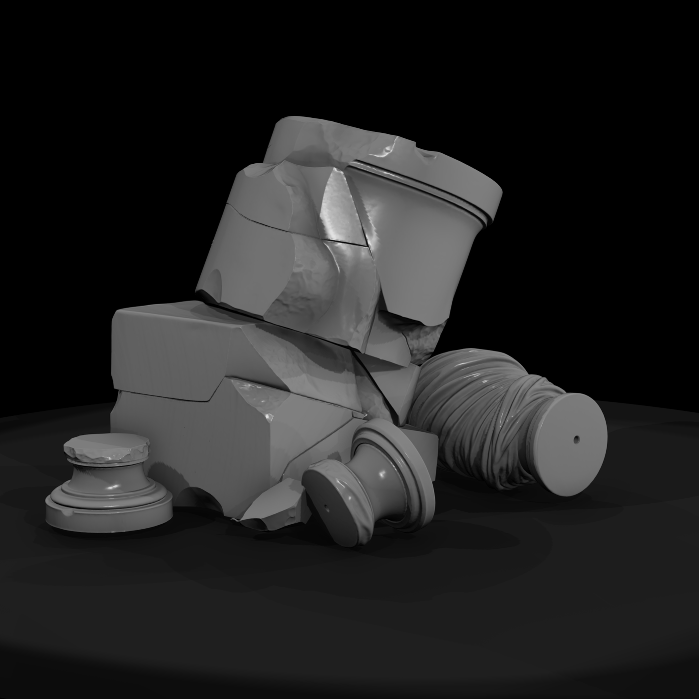 Ruined Stone Column Fragments & Train Layouts