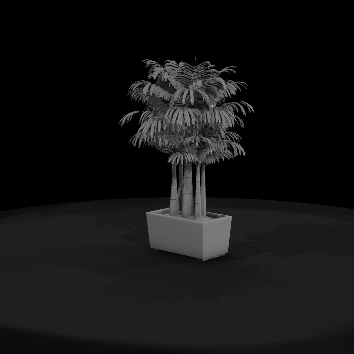 Stylized Monochrome Cluster Palm Planter 3D Model