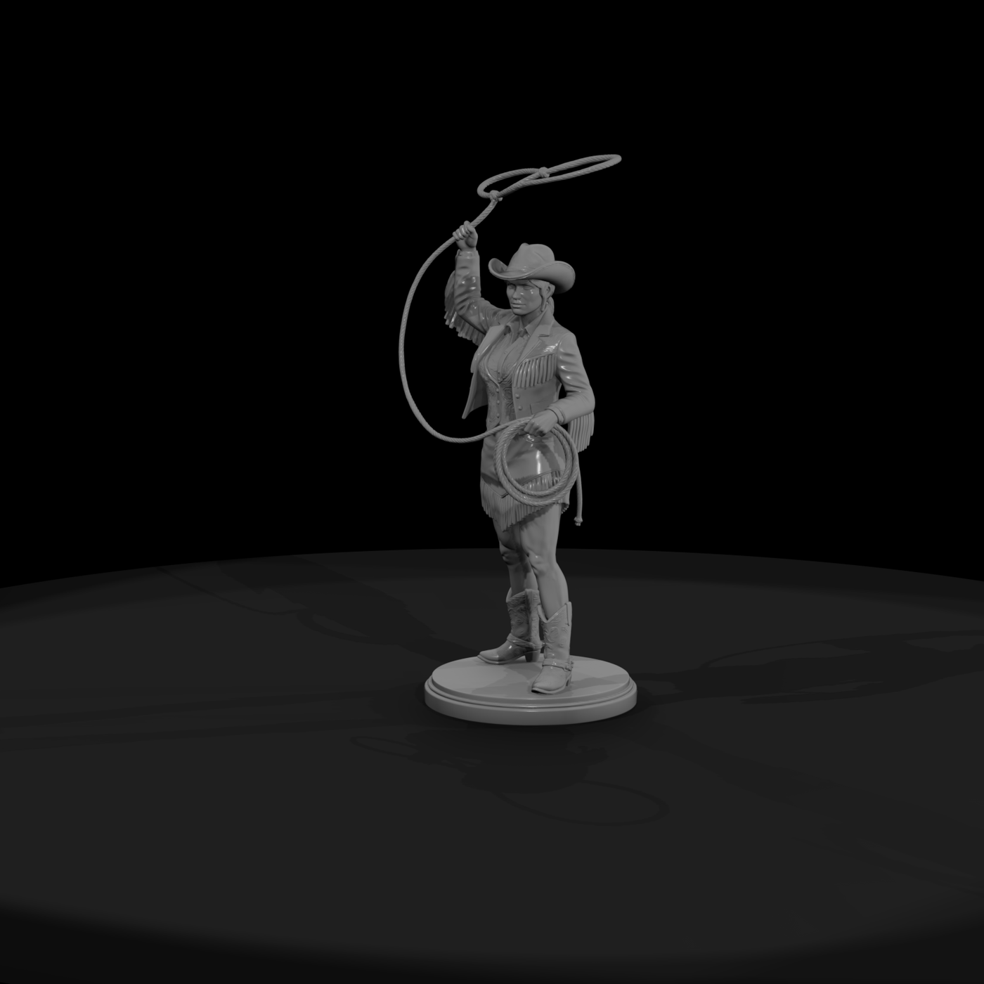 Cowgirl Twirling a Lariat