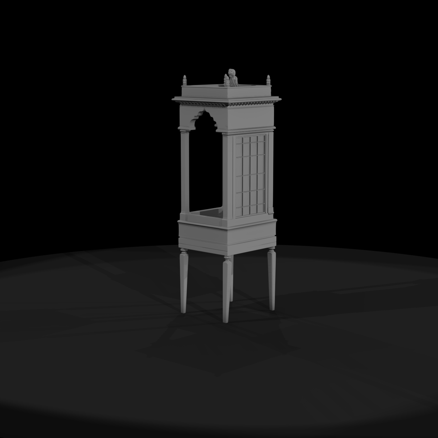 Neoclassical Tall Curio Display Cabinet 3D Model B