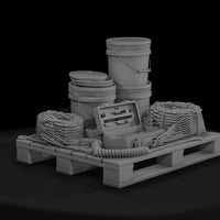 industrial-pallet-kit-with-buckets-coils-toolbox-diorama-688915 — thumbnail 3