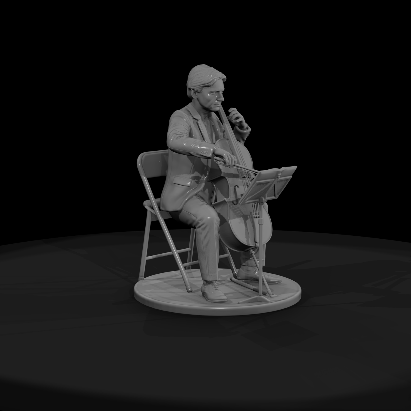 Seated Cellist with Music Stand