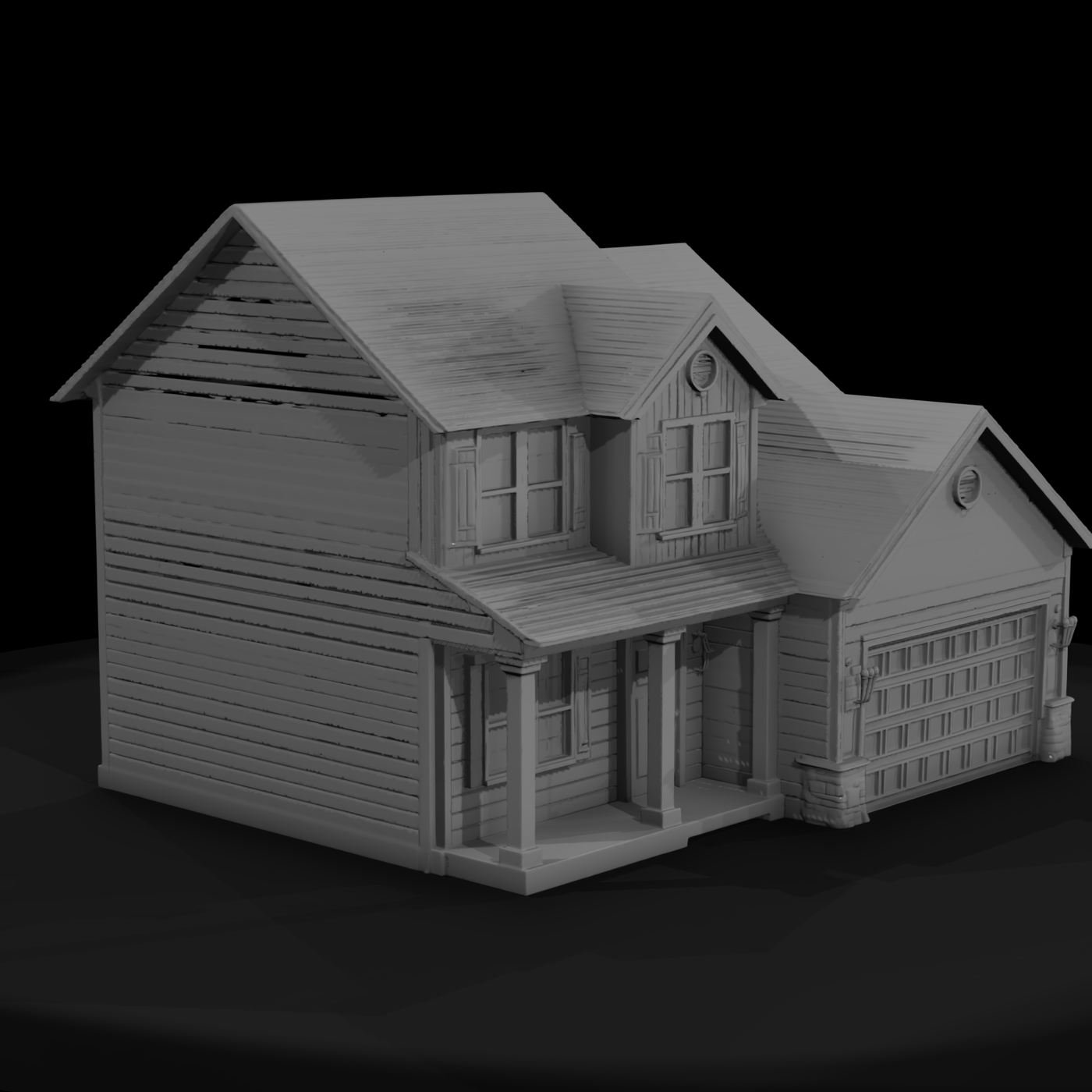Two-Story Suburban House with Two-Car Garage (2000s)