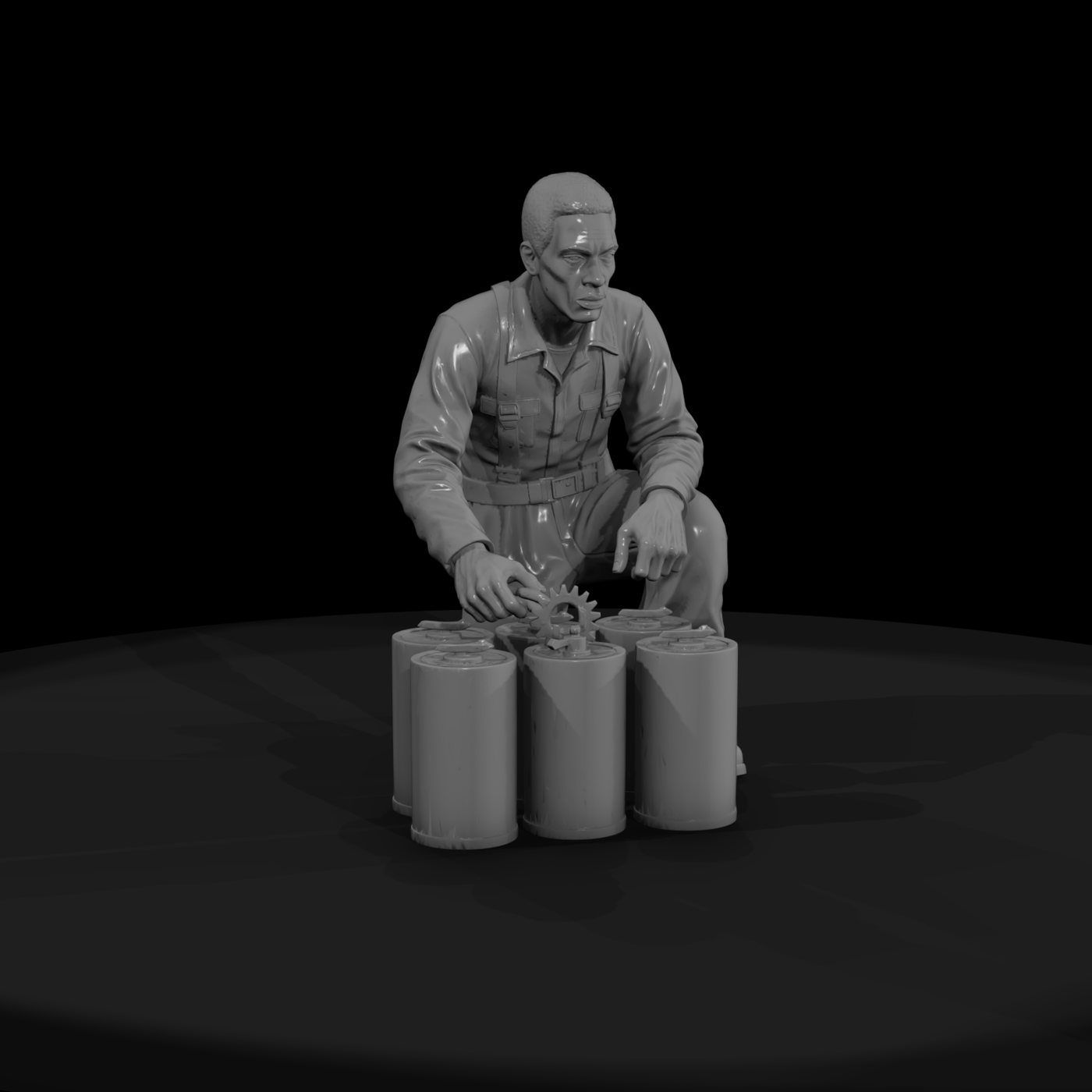 WWII GI Setting Demolition Charge