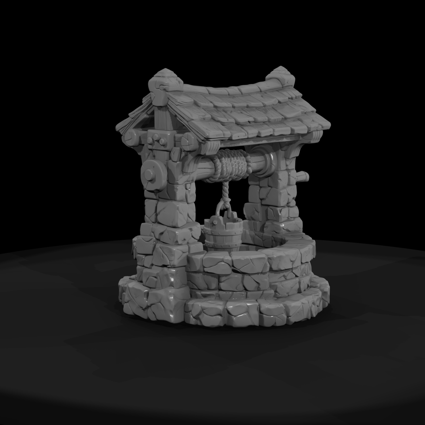 Stone Roofed Village Well