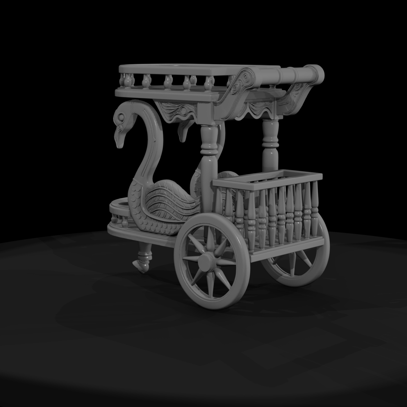 Ornate Swan Tea Trolley