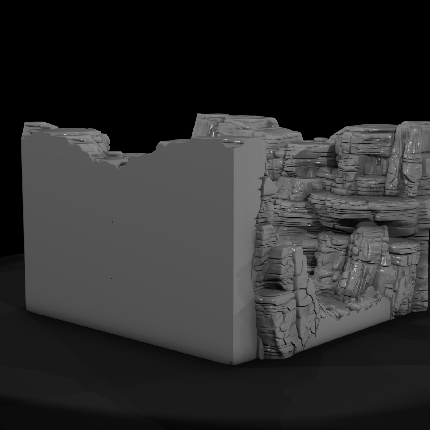 Detailed Stratified Rock Canyon Terrain 3D Model U