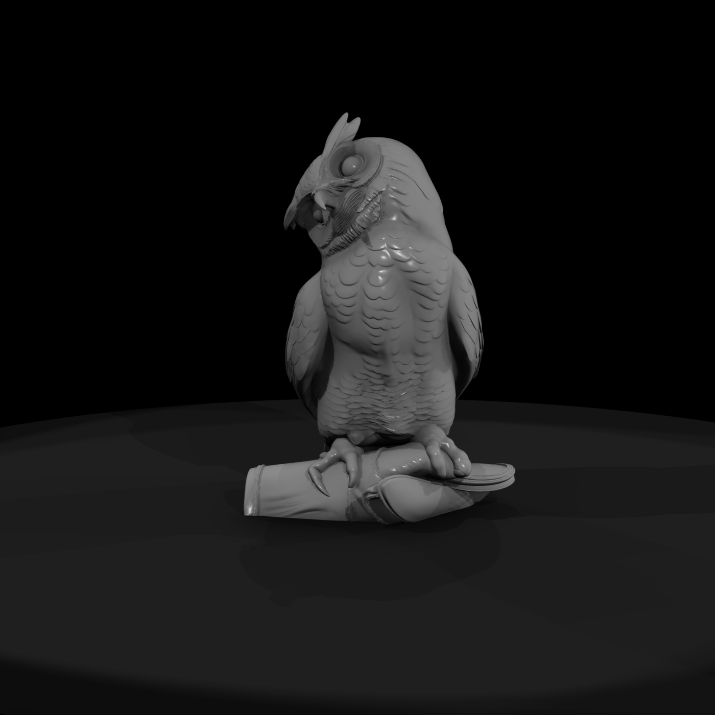Stylized Great Horned Owl Sculpture — Accent