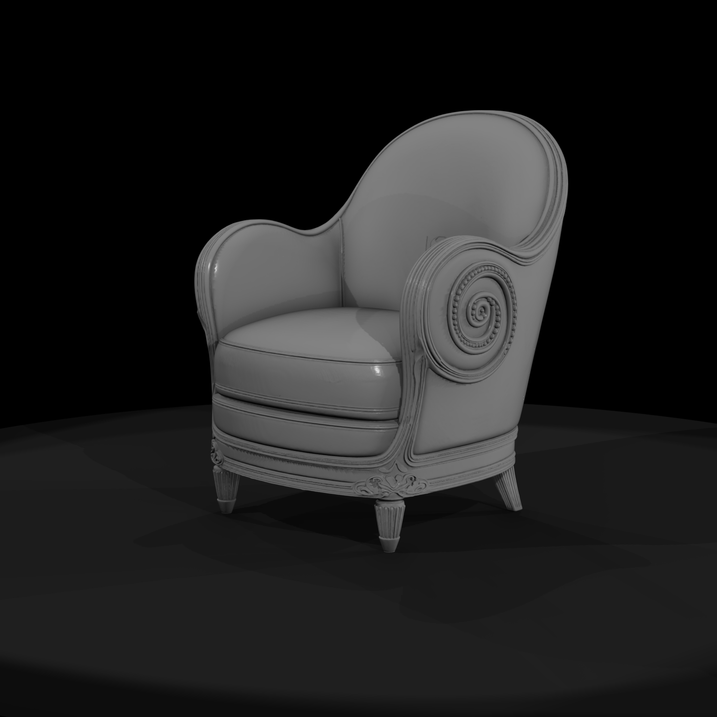 Ornate Rolled‑Arm Chair