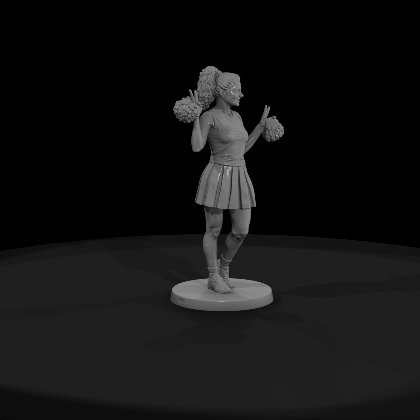 Cheerleader with Pom-Poms