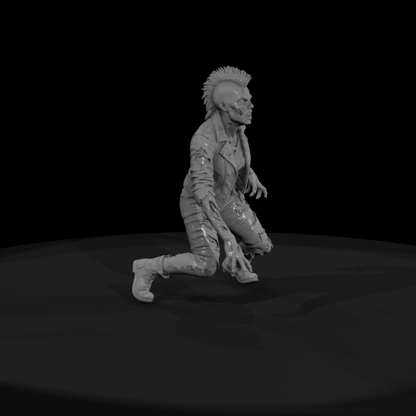 Punk Zombie with Blue Mohawk