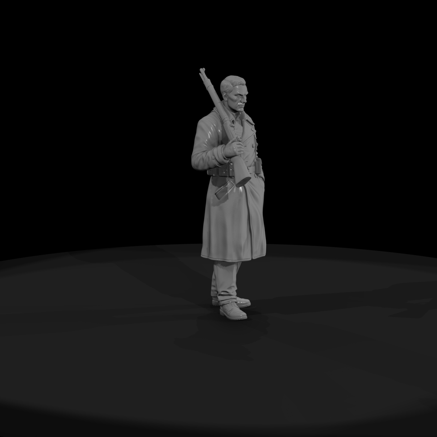 U.S. Soldier in Greatcoat with Rifle