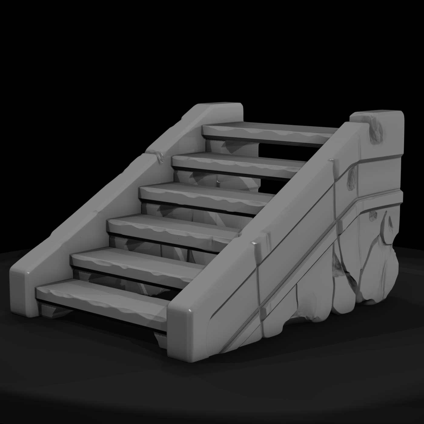 Stylized Ruined Stone Stairs 3D Model 0Kgxv6J1