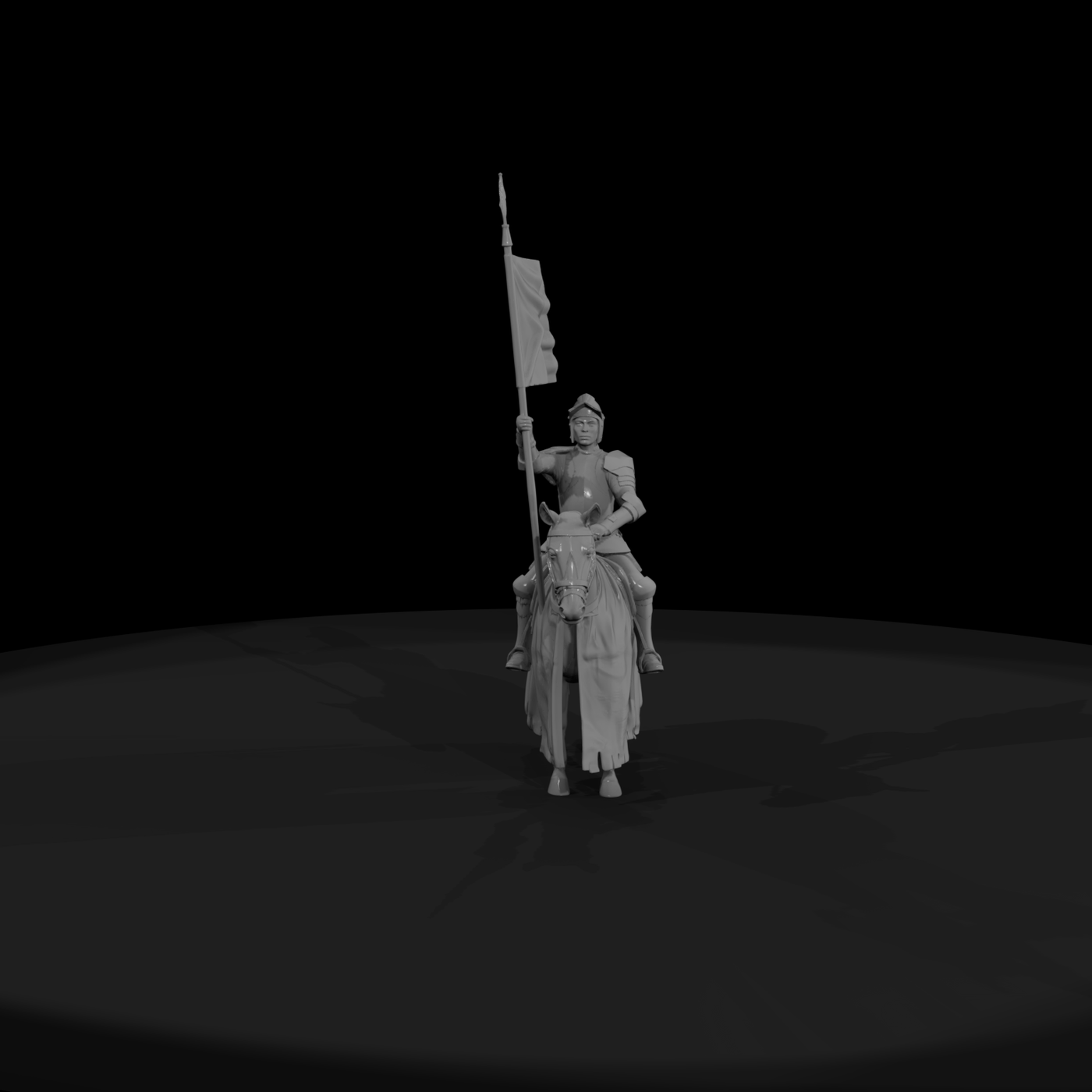 Medieval Mounted Knight in Full Plate Armor