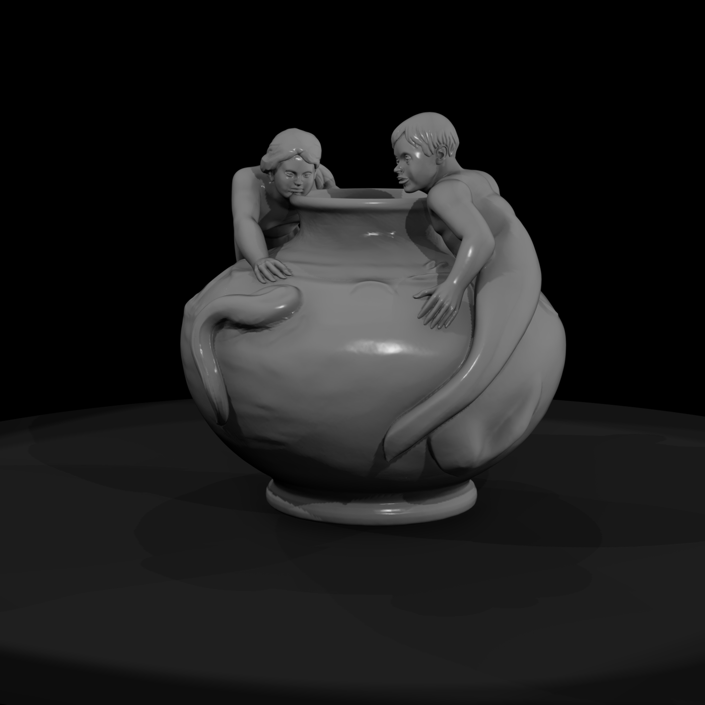 Neoclassical Mermaid Garden Urn