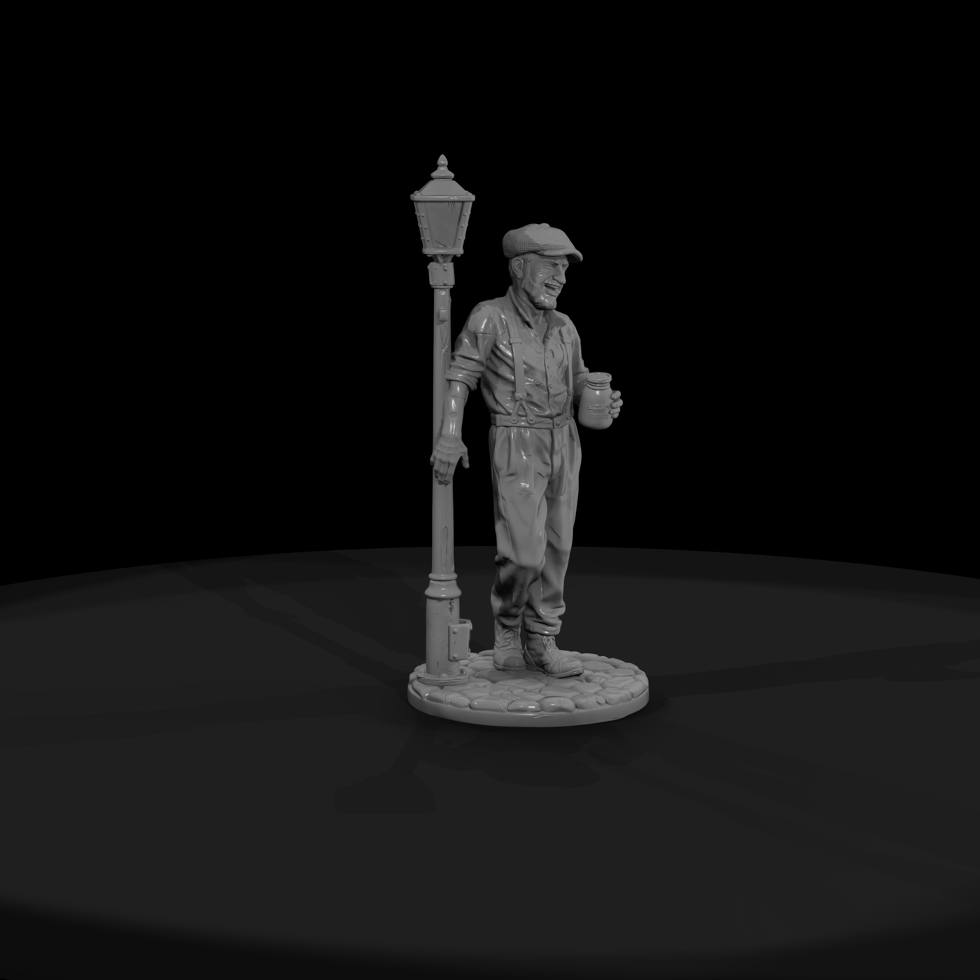 1920s Tippler Leaning on Lamp Post