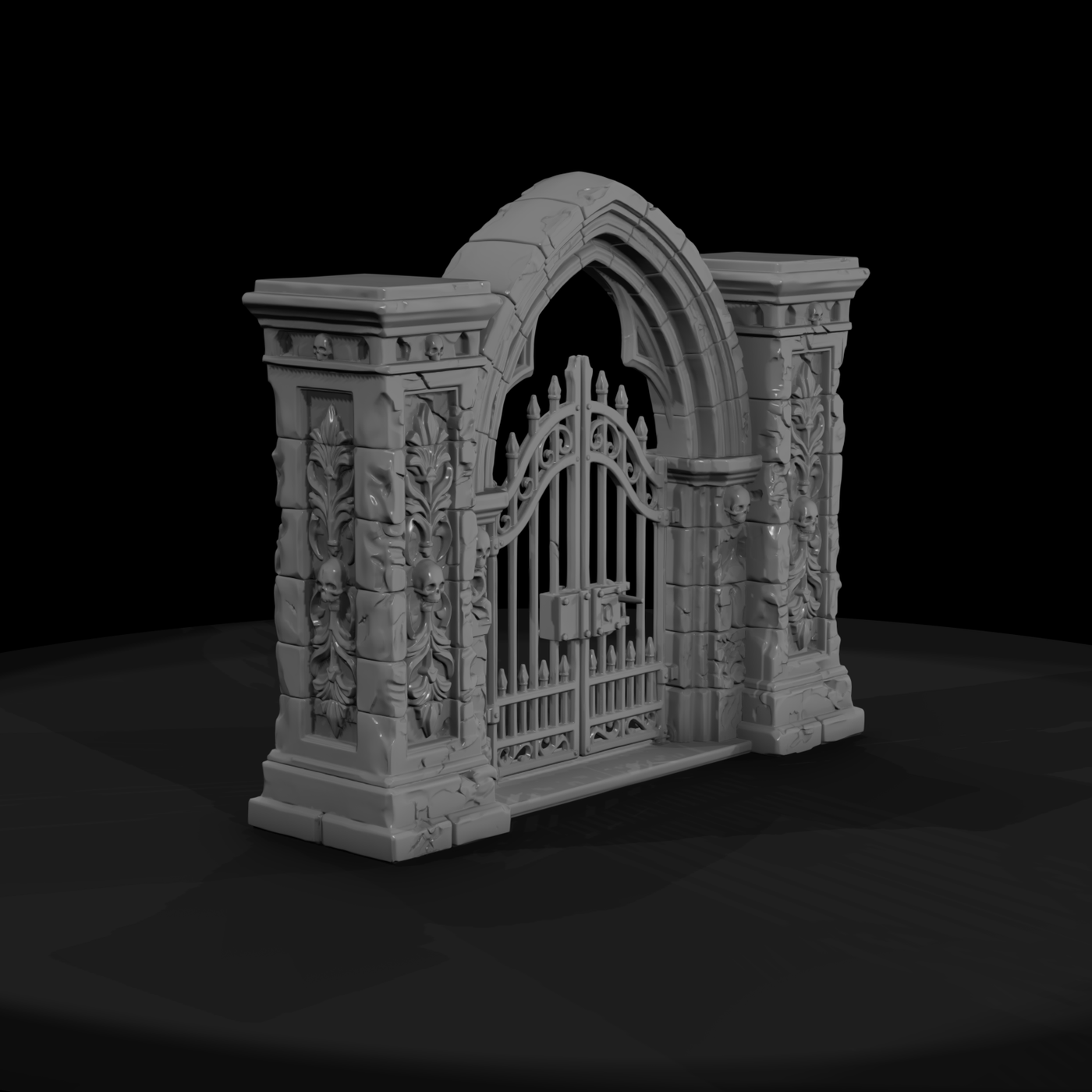 Gothic Cemetery Gate with Iron Doors