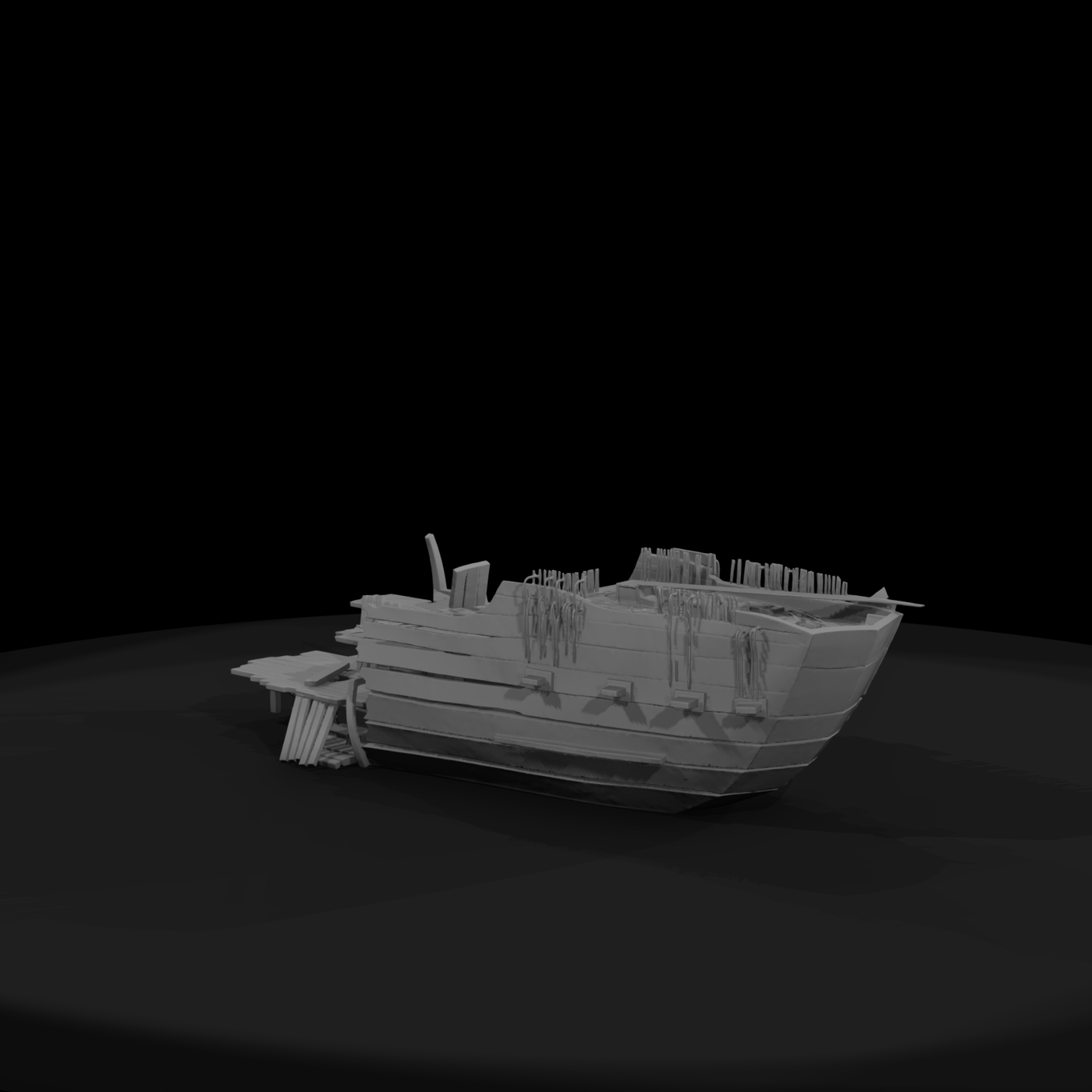 Weathered Wooden Shipwreck